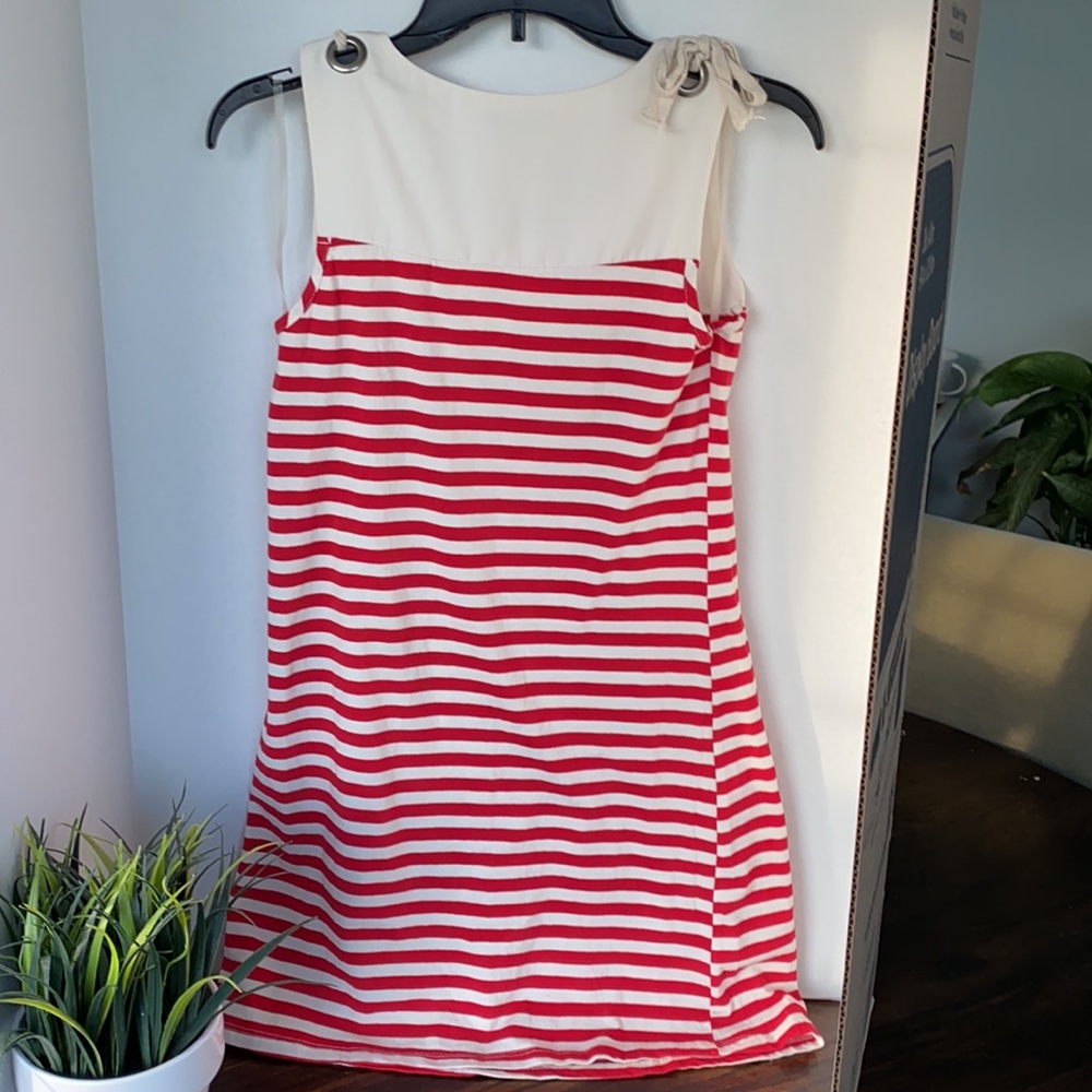 Adorable I•ner brand cream and red striped dress - Picture 2 of 2
